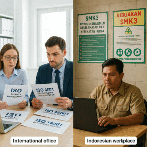 Perbandingan pendekatan SMK3 nasional dan standar internasional ISO 45001 dalam praktik manajemen K3