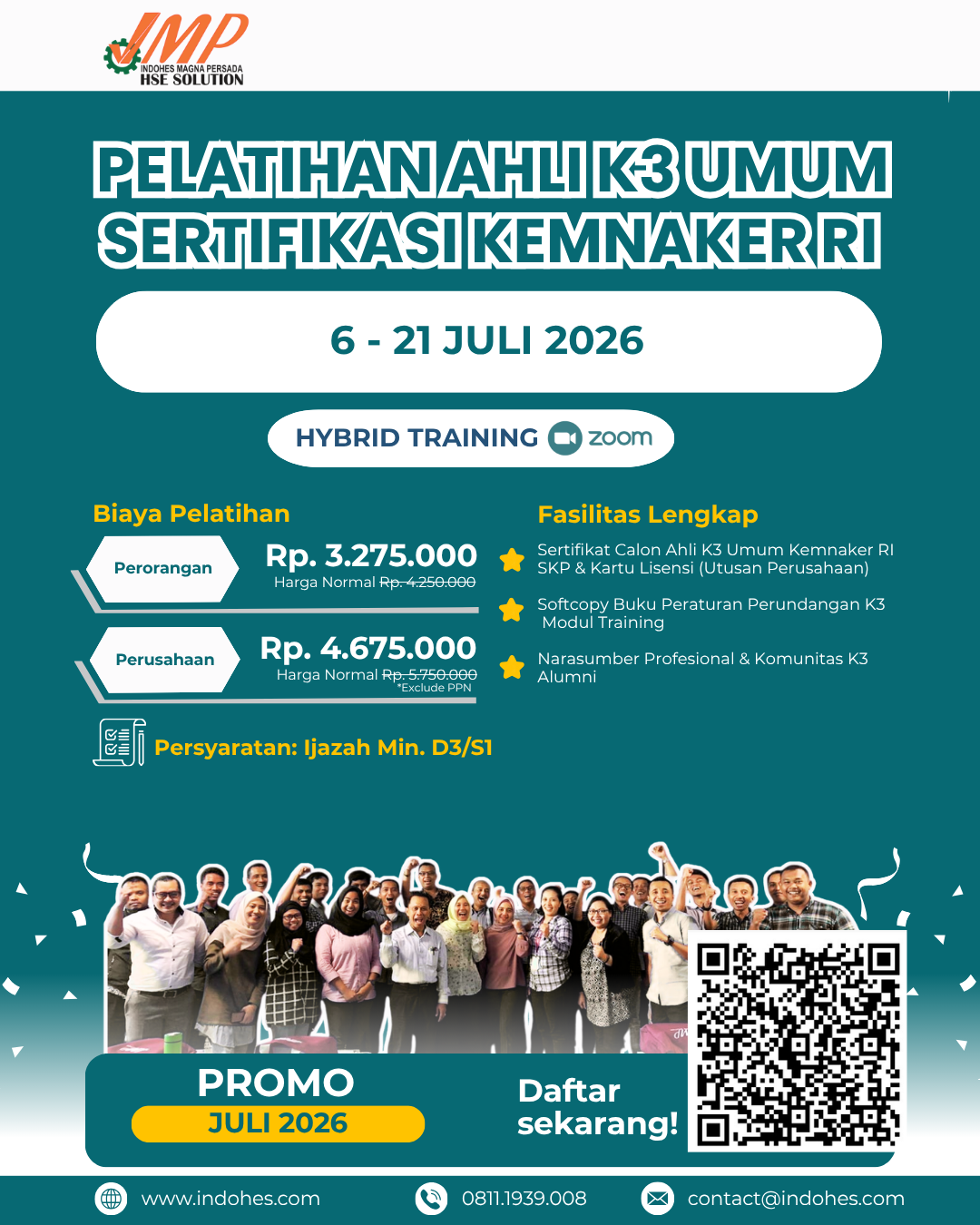 Pelatihan Ahli K3 Umum Kemnaker RI Juli 2026 Hybrid